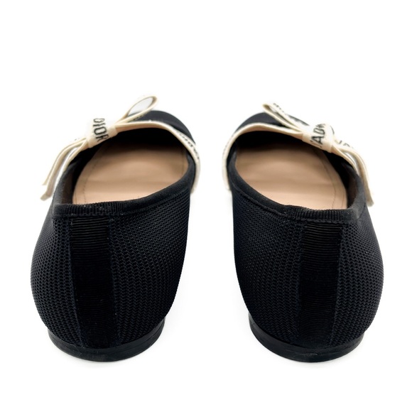Dior J’Adior Two-Toned Black Fabric Ribbon Logo Mary Jane Ballet Flats - Picture 3 of 5